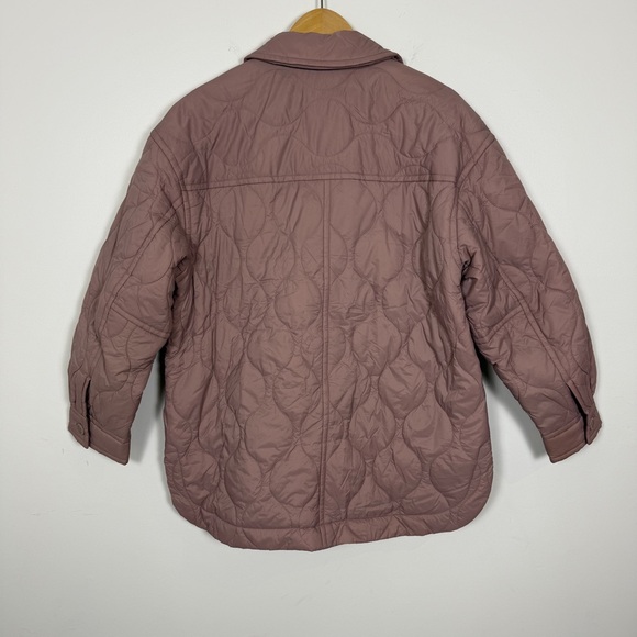Madewell Quilted Airpuff Shirt Jacket PrimaLoft Mauve Pink Size L Women’s Cozy - Picture 6 of 10